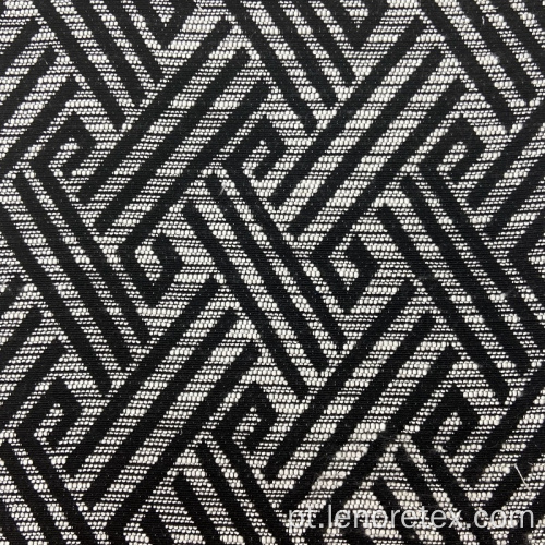 Viscose / poliéster malha preta branca geométrica Jacquard tecido